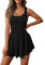 Fisoew Damen Tenniskleid Ärmellos U-Ausschnitt Sport Kleid Set Sommer Minikleid mit Integrierten BH und Shorts A-Linie Golf Kleider(Schwarz, M)