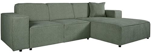 BEAUTY SOFA Pedro Ecksofa, Breite 267 cm, L Rechts, Raven 77, Dunkelgrün, Minimalistisches Design, Freistehend, Hochwertige Polsterung