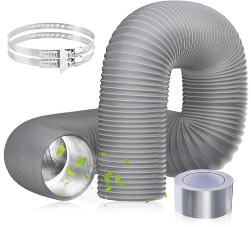 Tuyau d'évacuation d'air 100 mm - Longueur : 2,5 m - Avec 2 colliers de serrage et 1 bande en aluminium - Pour climatiseurs mobiles, sèche-linge, ventilateurs d'échappement et systèmes de conduits de