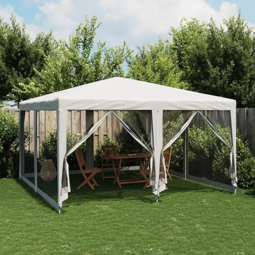 Xichuzi Partyzelt mit 8 Mesh-Seitenteilen Weiß 4x4 m HDPE, Pavillon, Faltpavillon, Canopy, Gartenpavillon, Rennzelt, Partyzelt, Arbeitszelt, Canopy Tent - 4010061