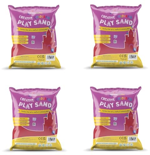 Rainbow Eco Play – Coloured Red Sand – 20kg - 100% Natural - Play Sand Art Kits for Kids – Childrens Craft - 4x5kg