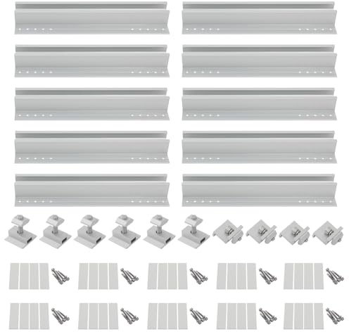 10pcs Panneau Solaire Kit De Support Rails Courts En Aluminium Kit De Montage Solaire Pour Toit Tuiles Système De Fixation,Pour La Maison, Yacht, Tuiles