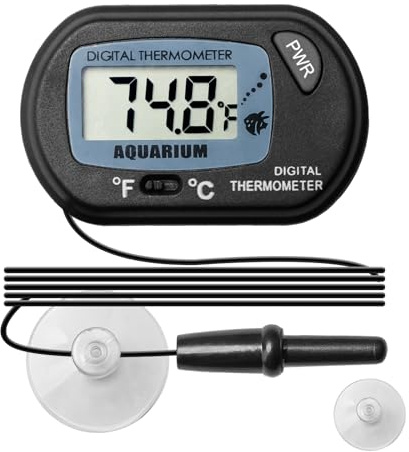 Fish Tank Thermometer Digital Aquarium Thermometer for Monitoring The Fish Tank Aquarium Water Temperature Incubator Reptile Habitat Temperature with Probe and Suction Cup Display ±1°C (1 PC)
