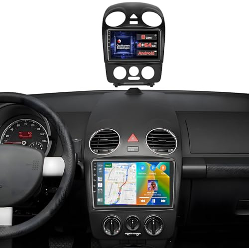 【Qualcomm】 8 Kern 4+64 GB Android 15 Autoradio für VW Beetle 2004-2010 Wireless Carplay Android Auto,9'' Touchscreen Radio 3D-Automodell/Kühlventilator/GPS/BT/WiFi/Rückfahrkamera/DSP/FM/RDS/SWC/Mic