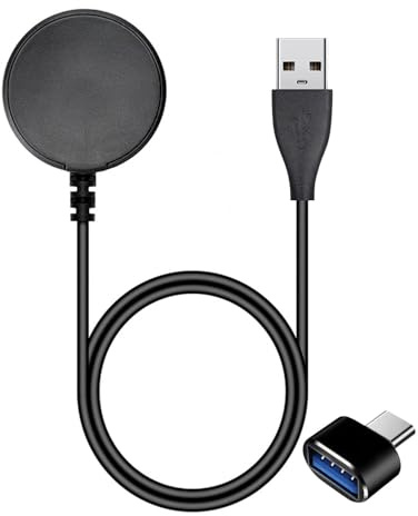 Cargador para Samsung Galaxy Watch 7 Ultra 6 6 Classic 5 5 Pro 4 4 Classic 3 Watch Active 2 Active FE, Magnético Cable de Carga USB con Enchufe Adaptador USB C de Repuesto 100cm Negro