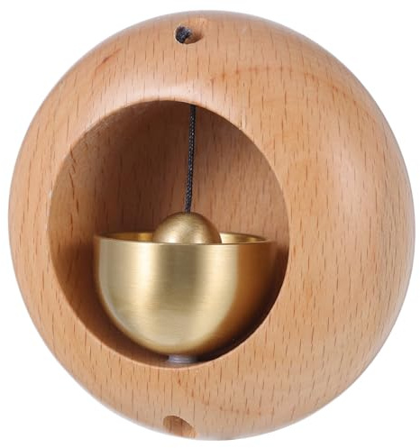 Angoily Japanische Minimalistische Türglocke Holz und Messing Langlebige Eingangsglocke für Geschäft und Zuhause Dekorative Türglocke mit Beruhigendem für Haustür und Ladeneingang