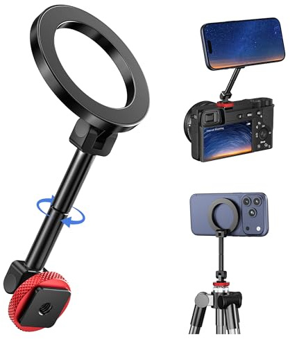 Itramax Magnetic Cold Shoe Camera Phone Mount for Magsafe Tripod Holder | 1/4 Thread Hole iPhone Mount for Apple Air 17 Pro Max 16 15 14 13 12,Samsung,Canon Nikon Sony DSLR,360° Rotation Photography
