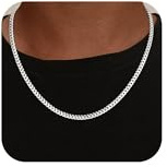 SLOONG S925 Silberkette Herren Halskette - 5mm Breit Kubanische Gliederkette Hip-Hop Kette Schmuck Geschenk für Männer(76CM)