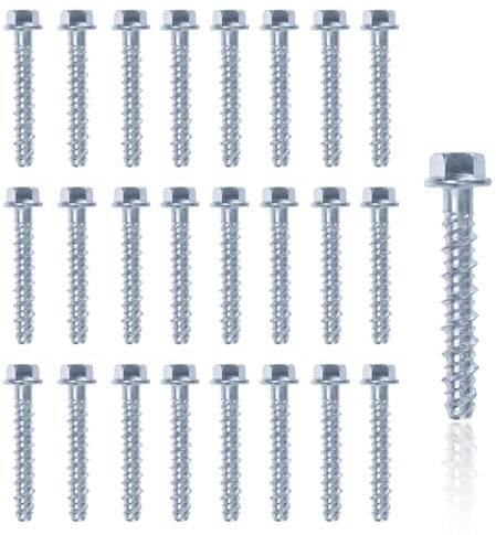 25 Stück Betonschrauben Ohne Dübel, M8 x 60mm Schraubanker Erzinkt Betonschrauben M8 Sechskantkopf Schrauben Set Betonschraube Sechskant mit Scheibe für Mauerwerk Beton Architektur Industrie
