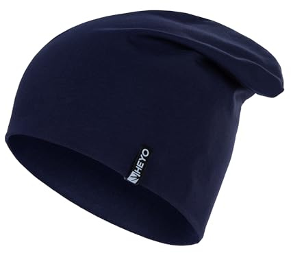 HEYO Unisex Slouch Beanie Mütze aus Baumwolle Übergangsmütze Damen Herren Elastisch Dünne Kopfbedeckung Sportmütze HCU007