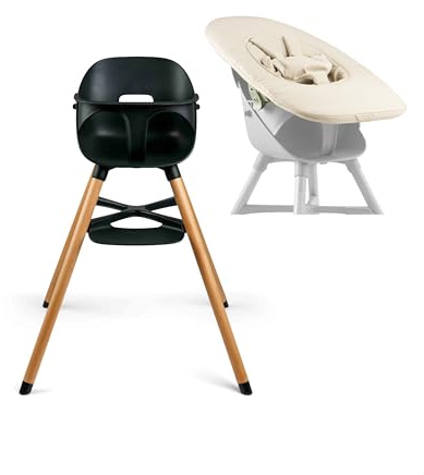 Ziza Baby Hochstuhl Newborn Set Pepper/Beige - Kippsicherer & ergonomischer Kinderstuhl mit Neugeborenenaufsatz für optimalen Sitz, Hochwertiges Babyset