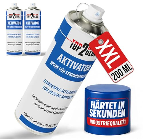 Top2Glue Aktivator Spray Sekundenkleber 3 x 200 ml Aushärtebeschleuniger | Aushärtungsbeschleuniger für Cyanacrylat – feines Sprühbild für saubere Ergebnisse und zügige Weiterverarbeitung