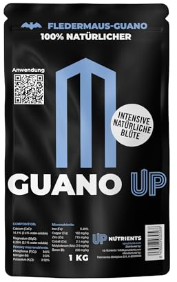 UP NUTRIENTS Guano Up Fertilizzante naturale al 100% con guano di pipistrello 1 kg Fertilizzante naturale con calce dolomitica per piante e colture Agricoltura ecologica fioritura intensa migliora il