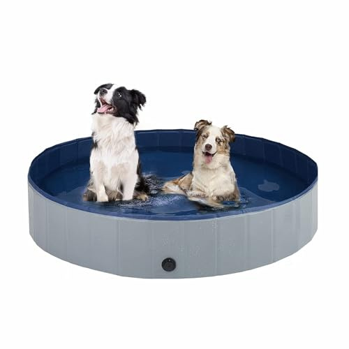VASIVO 80 * 20 cm Piscina per Cani Pieghevole, Piscina per Cani Grandi e Piccoli, Piscina per Animali, Pattumiera per Cani, Piscina Pieghevole in PVC per Cani (Grigio)