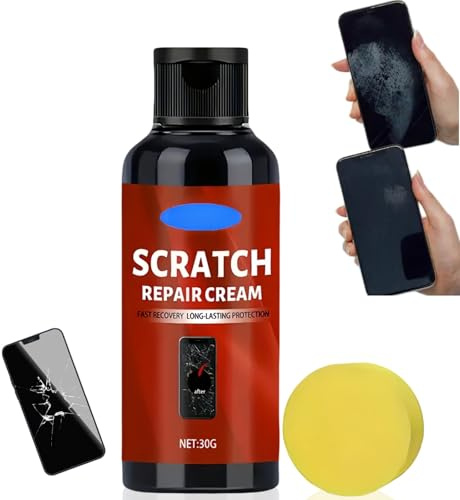 30G Screen Scratch Remover Kit,Glass & Phone Screen Scratch Repair & Polishing Compound for Glasses,Quick Fix Gentle Polishing,Screen Scratch Remover,Eyeglasses Lens Scratch Remover & Polishing Cream