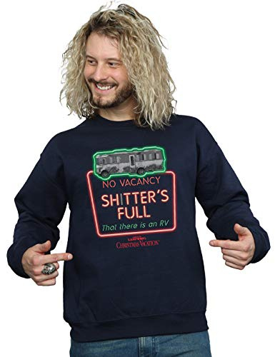 National Lampoon's Christmas Vacation Men's Greyscale No Vacancy Sweatshirt XX-Large Navy Blue