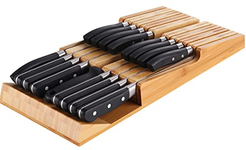 NIUXX Bamboo In-Drawer Knife Block Set for 16 Knives(Not Included)