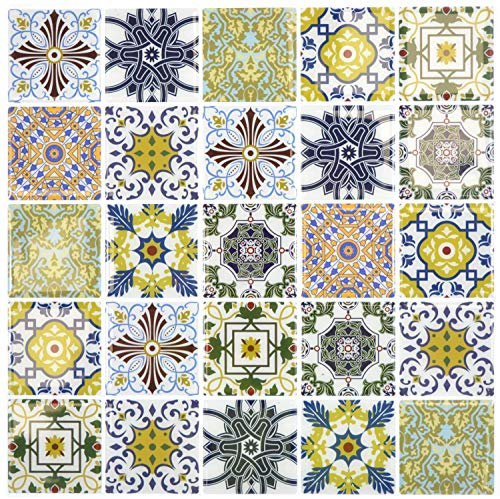 selbstklebende Mosaikfolie Fliesenaufkleber Vinyl Retro Color für Bad Küche Badezimmer - Fliesen-Folie selbstklebend - Klebefliesen Patchwork WAND KÜCHE Fliesenspiegel