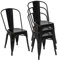 Mendler 4er-Set Stuhl HWC-A73, Bistrostuhl Stapelstuhl, Metall Industriedesign stapelbar - schwarz