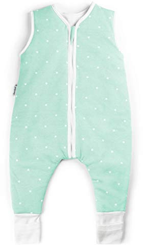 Ehrenkind® Baby Sommerschlafsack mit Füßen 1.0 TOG aus weicher OEKO-TEX zertifizierter Bio-Baumwolle | Sommer Schlafsack | Baby Schlafsack Gr. 90 Mint mit weißen Sternen | 1 Tog
