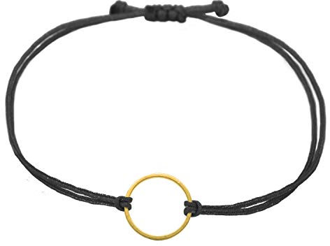Selfmade Jewelry Armband Damen Kreis Gold Größenverstellbares Makramee Bändchen made in Germany inkl. Geschenk-Verpackung (Gold)