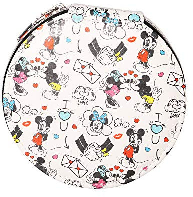 Disney Mickey and Minnie Mouse I Love You Faux Leather Travel Jewelry Box Organizer