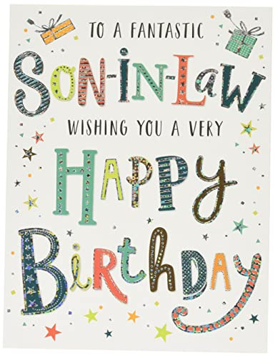 Piccadilly Greetings Modern Birthday Card Son in Law - 8 x 6 inches - Regal Publishing,Light Grey