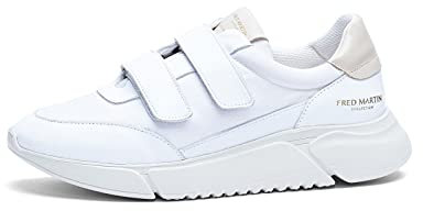 Fred Martin Collection, Damen aus Leder mit Klettverschluss White Leather Sneaker, Größe 40