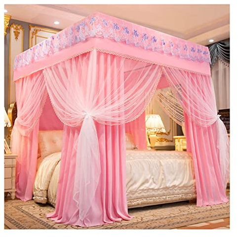 Betthimmel Quadratisches Betthimmel-Moskitonetz, 4-Ecken-Prinzessinnenzimmer, Bettvorhang, Baldachin, Moskitonetz Für Mädchen, Jungen, Erwachsene (Color : C, Size : 180X220cm/71X86inch)