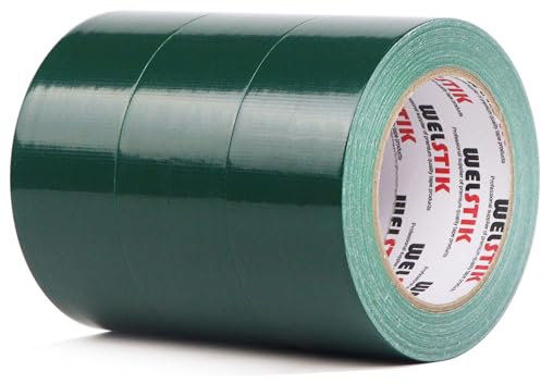 WELSTIK Nastro adesivo professionale in tessuto impermeabile, 3 pezzi, 48 mm x 27 m, nastro adesivo colorato per riparazioni, fai da te, artigianato, uso interno ed esterno, verde scuro