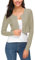 EEVASS Donna Elegante Maniche Lunghe Breve Cropped Bolero Button Down Cardigan a Maglia Girocollo Maglioni (M, Albicocca)