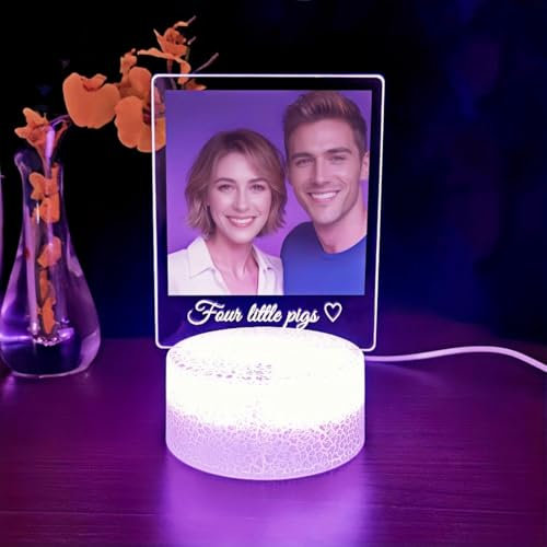 flowers Hua Personalisierte Geschenke 3d Foto Glas Lampe Fotogeschenke Bilder Personalisiertes Nachtlicht für Frauen Geschenk Weihnachten Valentinstag zum Jahrestag (Stil 8)