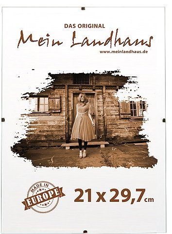 Mein Landhaus Bilderrahmen Clip Acrylglas 21x29,7cm DIN A4 Kunstoff Rahmen Rahmenlos Randlos Urkunde (30)