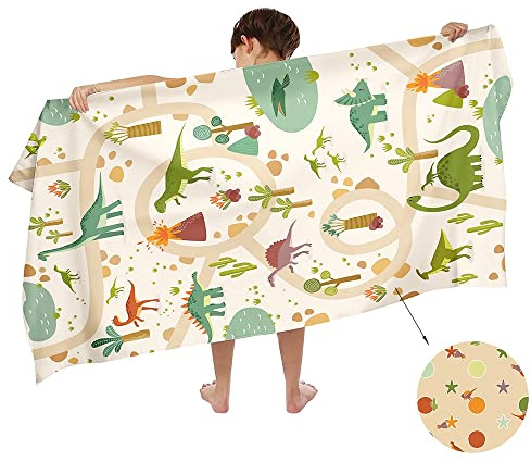 Ulticool Mikrofaser Kinder Handtuch 140 x 70 cm - Dinosaurier Spielfiguren Dino - Leicht Reisehandtuch Schnelltrocknend Badetuch Strandhandtuch Microfaser Microfiber - Reise Strand Kind Junge