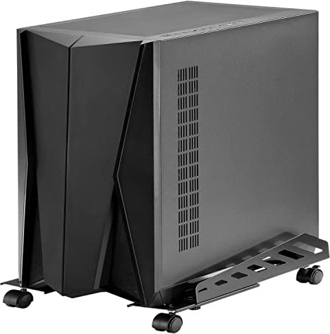 Allcam PH24FL Computer Trolley Width- & Length-adjustable CPU Holder Compatible w/Fat Gaming PCs in Black
