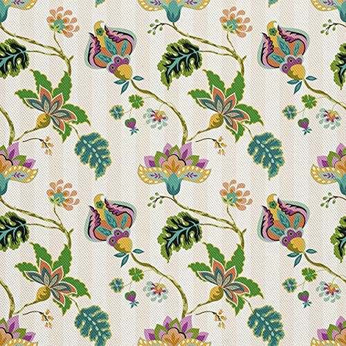 HEKO PANELS Stoff Oxford Meterware Canvas-Stoff Polyester Zum Nähen Nähstoffe Möbelstoffe Dekostoffe Handwerken Wasserabweisend Blumen 1 Meter 155 x 100 cm, DX014