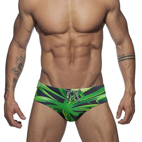 RQPYQF Slips de Bain Hommes, Maillot de Bain Homme Taille Basse Short de Natation Shorts de Bain pour Piscine Plage YK01 - M-XXL (Vert, L)