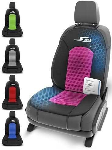 Walser Car Comfort Auto-Sitzauflage S-Race, Auszeichnung Sehr Gut* Autositzauflage, Sitzkissen-PKW, Universal Sitzschoner-Auto, Sitzauflage-Auto Vordersitze, Sitzunterlage-Auto pink/schwarz