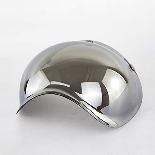 SPYMINNPOO Helm Bubble Shield, Open Face Helm Bubble Visier Motorrad Motorradhelme Zubehör (Silber)