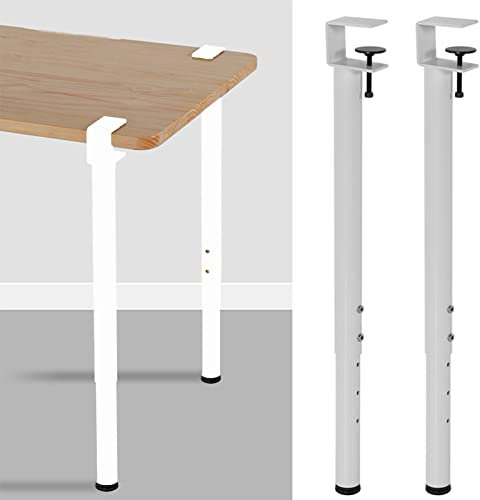 YUJIANHUAA Pieds de Serrage de Table Forme de F,65-95cm Réglables Pied,Pieds de Support DIY,Télescopique Pieds de Bureau de Bar,pour Plan de Travail,Bar,Bureau,sans Perçage (2pcs,White)