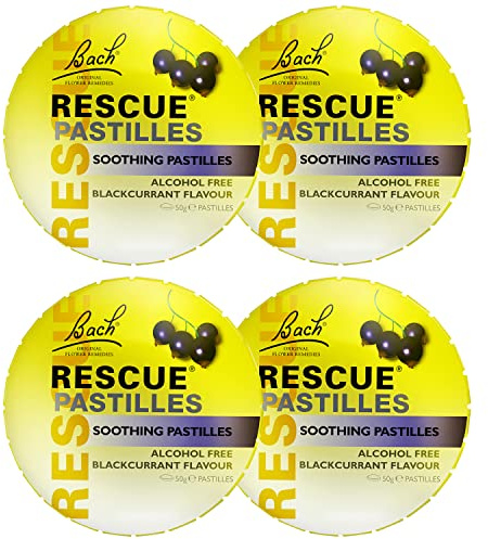 Rescue Remedy Pastilles 4 Pack Bundle, Blackcurrant, Emotional Wellness and Balance, Easy to Use Format, 4 x 50g Packs