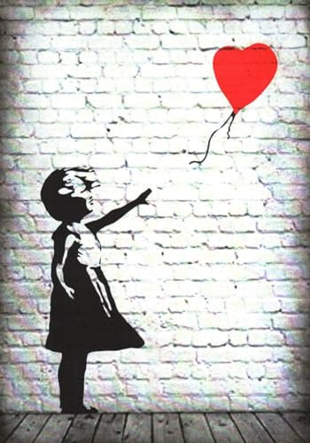 KUSTOM ART Banksy Wandposter für Mädchen mit Luftballon in Herzform, Kunstdruck auf beschichtetem Papier, 40 x 30 cm, ohne Rahmen