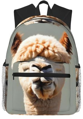 Alpaka Avatar Klassischer Stil Leichter Rucksack Große Kapazität Bequeme Passform Mehrzweck Wasserdichtes Material Gesteppte Innenseite Große Kapazität, Schwarz , One size
