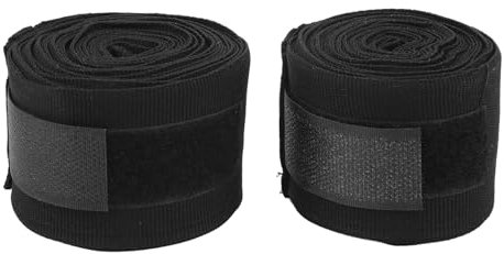 Alomejor 2 Stück Boxbandagen aus Baumwolle, 5 M, Schnell Trocknende Handbandagen mit Hervorragendem Schutz und Griffigkeit für Kickboxen, Muay Thai (Black)