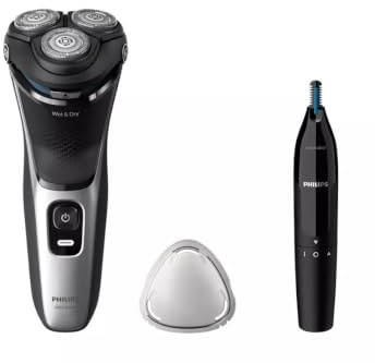 Philips Shaver 3000 Series S3143/02 Afeitadora Eléctrica en Seco/Mojado + Recortador de Nariz/Orejas