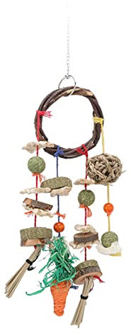 Häschen Zähne Knirschen Kau Spielzeug, Kaninchen Kehlen, Hänge Kau Spielzeug, Treats Rattan Ring Mit Snacks, Für Meers Chweinchen Chinchillas Hamster Ratten Und Andere Kleine Haustiere, Die Zähne Knir