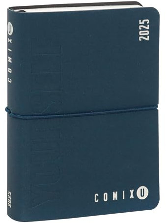 COMIX U Yourself Tageskalender 16 Monate, klein, Taschenkalender 2024-2025, fester Einband und 448 linierte Seiten, ideal für die Oberschule, 11 x 15,3 cm, Blau