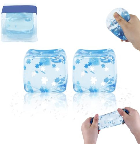 Stressball für Kinder und Erwachsene, 2PCS Stressball Erwachsene, Squeeze Cube, Fidget Cube Stress Balls Baby Toy, Blue Nice Cube Anti-Stress Toy Birthday for Boys Girls Children