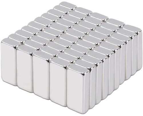 50 Stück Rechteckig Neodym Magnete Extra Stark - 15mm x 6mm x 2mm Kleine Magnete für Magnettafel, Pinnwand, Whiteboard, Basteln, Kühlschrank