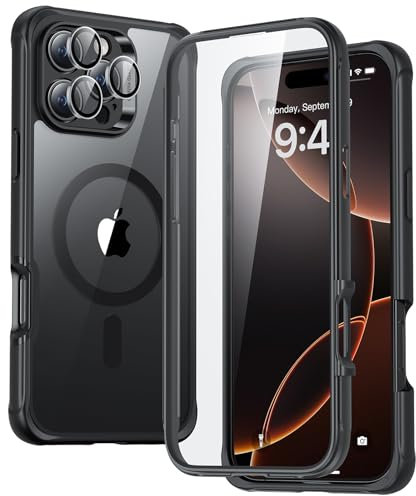 ESR for iPhone 16 Pro Max Case Set, 1 Set Individual Lens Protectors, Compatible with MagSafe Phone Case, Full-Coverage Military-Grade Protection, Scratch Resistant, Armor Series,Clear Black